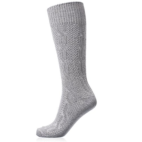 Mufimex Trachtensocken Trachtenstrümpfe Schoppersocke mit Zopfmuster Herren und Damen Grau 42 von Mufimex