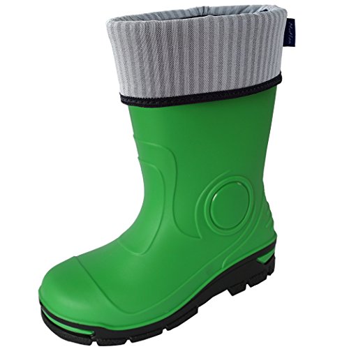 Muflon Kinder Jungen Gummistiefel Mädchen Regenstiefel Regenschuhe (33/34, Grün Gefüttert) von Muflon