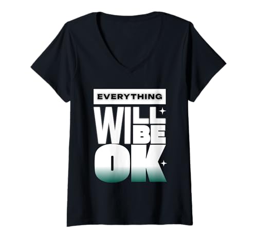 Damen Bleiben Sie positiv mit Stil - Alles wird in Ordnung | Geschenkidee T-Shirt mit V-Ausschnitt von Mugambo Streetwear Fashion Design for Gift Ideas