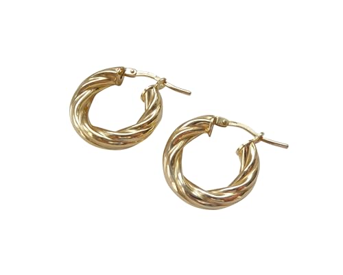 Creole vergoldet Feingold 24 Karat-Vergoldung Twisted Hoops gedreht Handarbeit Italien Vicenza Geschenk Basic-Ohrringe Alltag klassisch Konfirmation von Mugello
