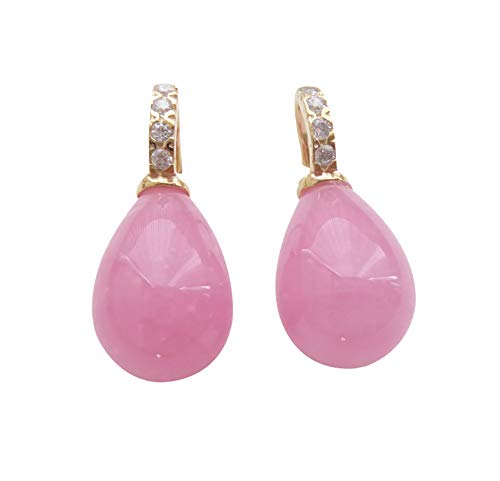 Edle Glas-Ohrringe alt-rosa Tropfen-Ohrringe Bügel aus Sterling-Silber vergoldet kleine Zirkonia-Steinchen funkelnd Party Fest Heide Heinzendorff von Mugello
