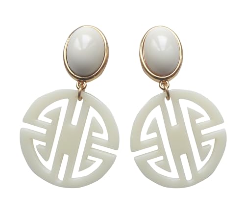 Leichte sehr große Ohrstecker Ohrringe vergoldet elfenbein Anhänger Laser-Cut festlich elegant Party Geburtstag Geschenk Ball Designer JUSTWIN von Mugello