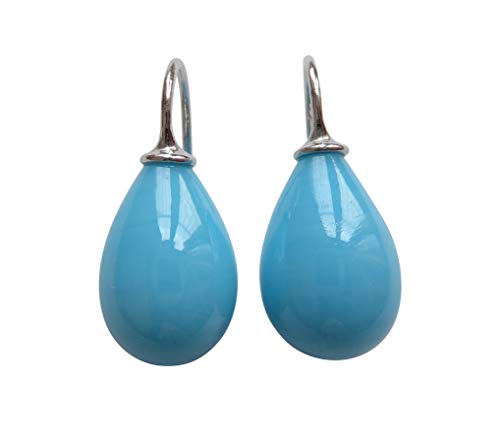 Modische türkis-farbene Glas-Ohrringe Ohr-Hänger Tropfen-Ohrringe Bügel aus Sterling-Silber 925-er Geschenk Handarbeit Designer Heide Heinzendorff Modische türkis-farbene Glas-Ohrringe Ohr-Hänger Tropfen-Ohrringe Bügel aus Sterling-Silber 925-er Geschenk Handarbeit Designer Heide Heinzendorff von Mugello