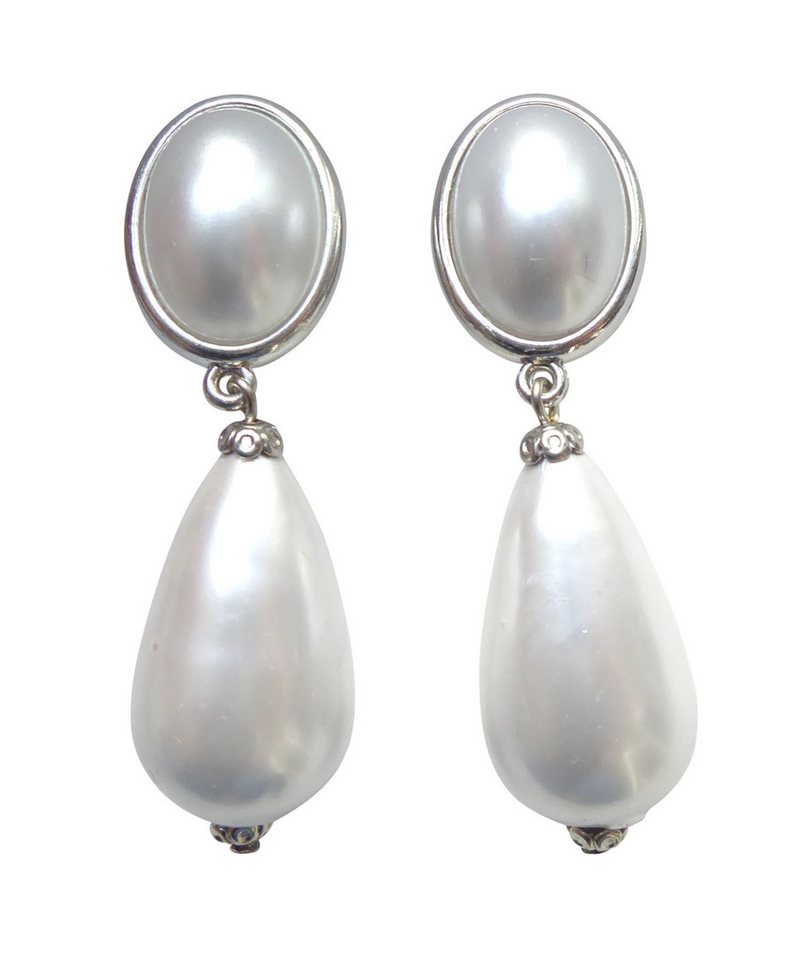 Mugello Paar Ohrclips Viola perle (silber) Perlenohrclips Hochzeit Braut klassisch, made in Germany Designer JustWin, Statementohrringe von Mugello