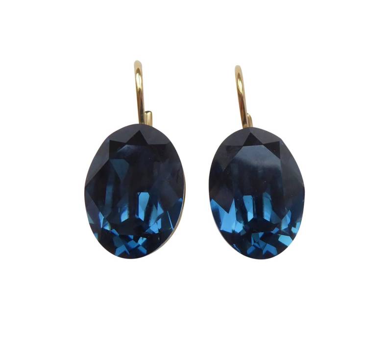 Mugello Paar Ohrhänger Ava blau vergoldet Mädchen Alltag Freizeit Allrounder, Handgefertigter Modeschmuck, made in Germany von Mugello