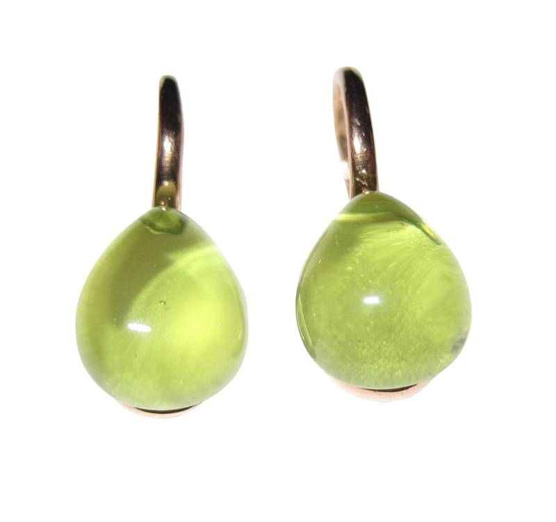 Mugello Paar Ohrhänger Bari peridot vergoldet zierlich schlicht apart Mädchen, made in Italy, Sterlingsilber mit 18K Rotvergoldung von Mugello