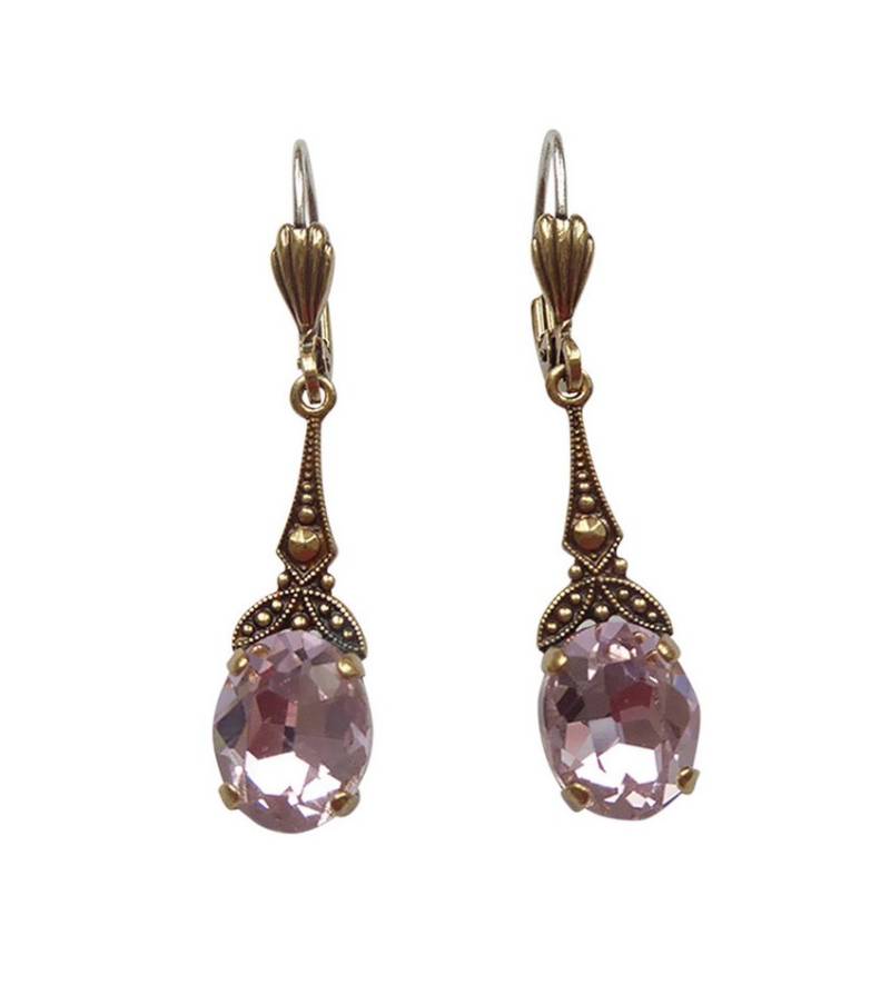 Mugello Paar Ohrhänger Bea rosa Hochzeit Retro-Look Vintage verspielt, Handgefertigter Modeschmuck, made in Germany von Mugello