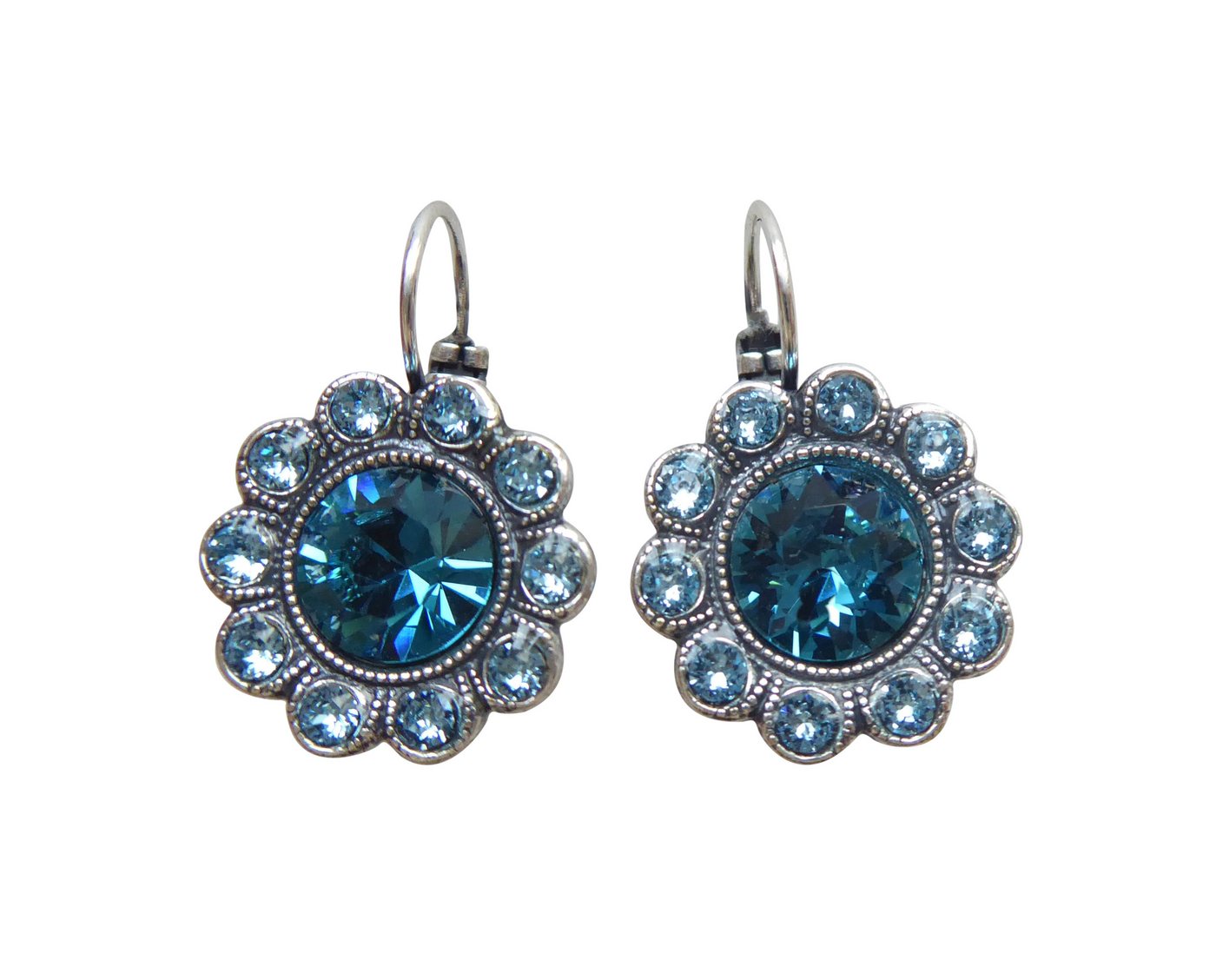 Mugello Paar Ohrhänger Fiona blau (versilbert) alltagstauglich Mädchen Konfirmation, Handgefertigter Modeschmuck, made in Germany von Mugello