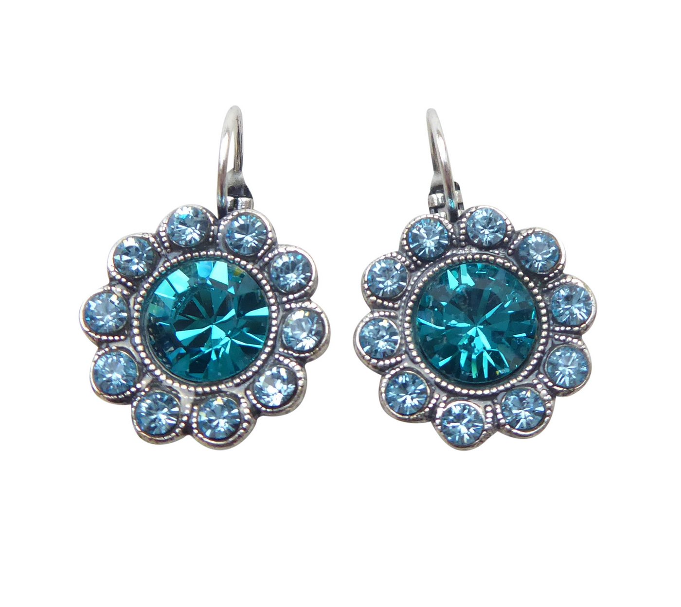 Mugello Paar Ohrhänger Fiona petrol (versilbert) alltagstauglich Mädchen Party modern, Handgefertigter Modeschmuck, made in Germany von Mugello