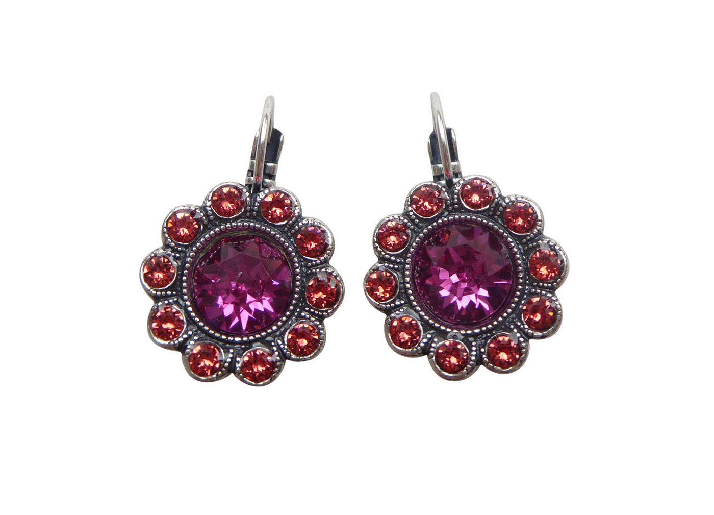 Mugello Paar Ohrhänger Fiona pink (versilbert) casual Hingucker Party Mädchen modern, Handgefertigter Modeschmuck, made in Germany von Mugello