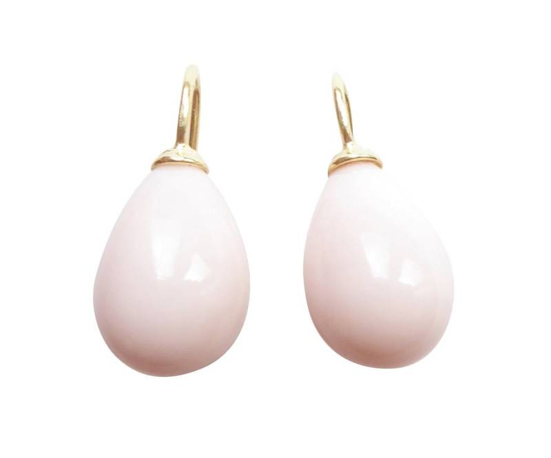 Mugello Paar Ohrhänger Lea hellrosé gold-platt. Braut Geschenk zeitlos Hochzeit, made in Germany Heide Heinzendorff, hochwertige Glashandwerkarbeit von Mugello