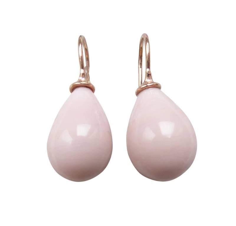 Mugello Paar Ohrhänger Lea hellrosé rotgold-platt. Braut Geschenk Hochzeit pastell, made in Germany Heide Heinzendorff, hochwertige Glashandwerkarbeit von Mugello