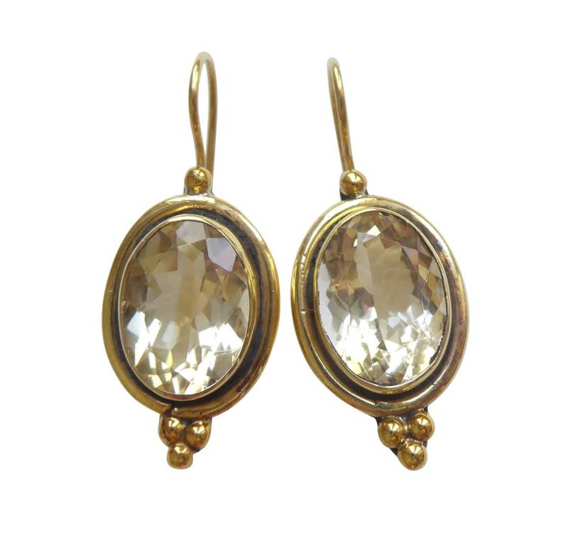 Mugello Paar Ohrhänger Marte Citrin elegante Abendohrringe festlich edel klassisch, Handarbeit aus kleiner florentinischen Manufaktur, Vintageschmuck von Mugello