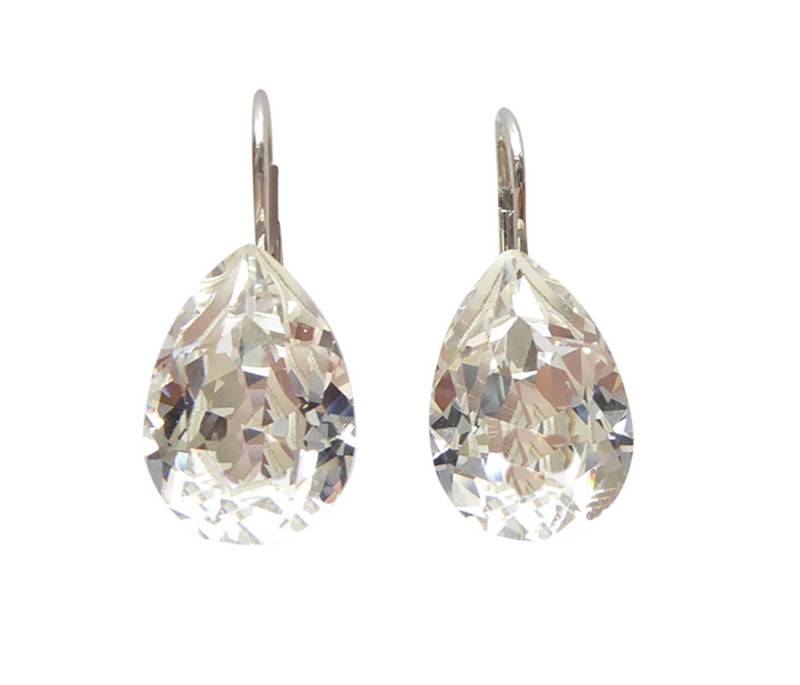 Mugello Paar Ohrhänger Maya kristall rhodiniert klassisch Hochzeit Geschenk, Handgefertigter Modeschmuck, made in Germany von Mugello