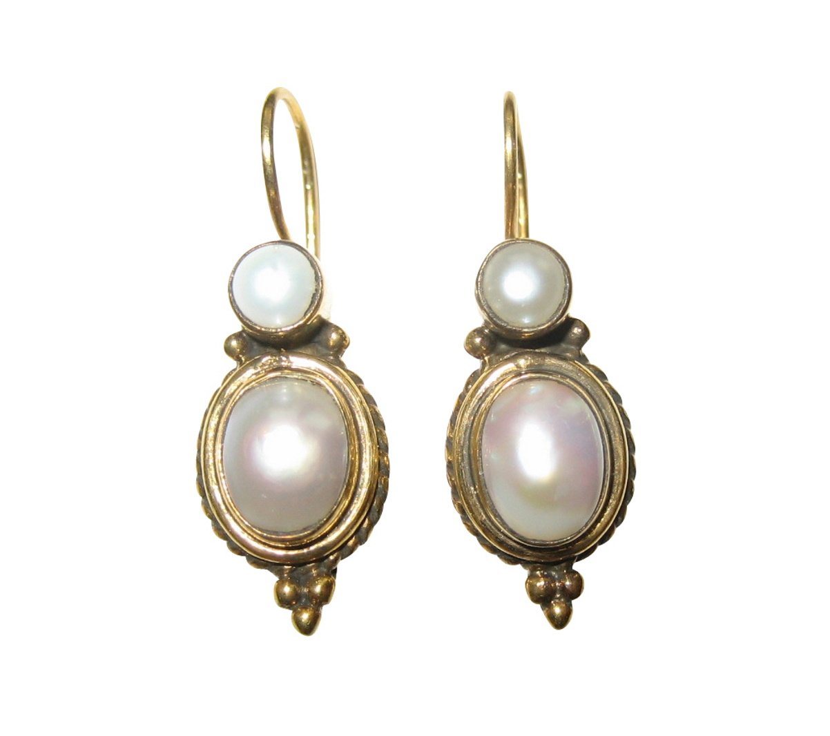 Mugello Paar Ohrhänger Medici Perle klassisch schönes Geschenk Antik-Look Vintage, Handarbeit aus kleiner florentinischen Manufaktur, Vintageschmuck von Mugello