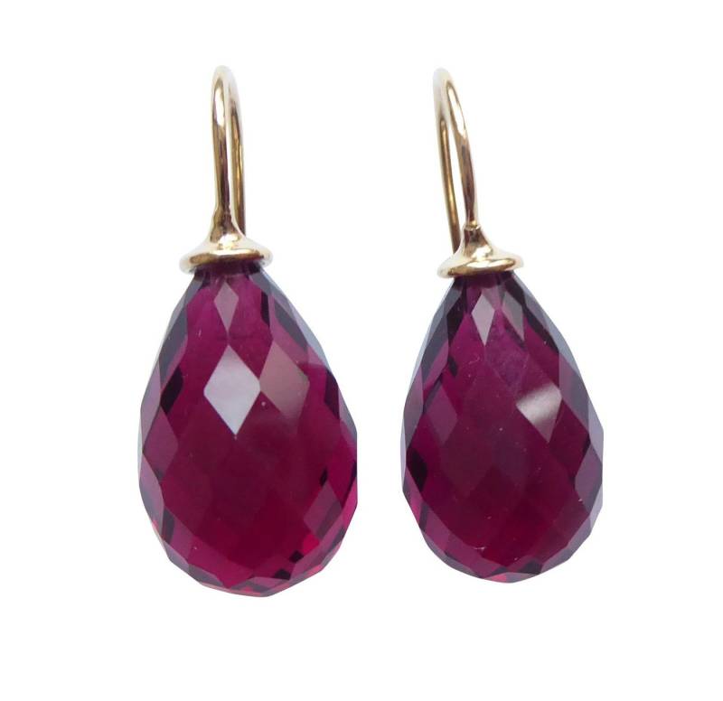 Mugello Paar Ohrhänger Mila fuchsia gold-platt. funkelnd und elegant, made in Germany Heide Heinzendorff, hochwertige Glashandwerkarbeit von Mugello