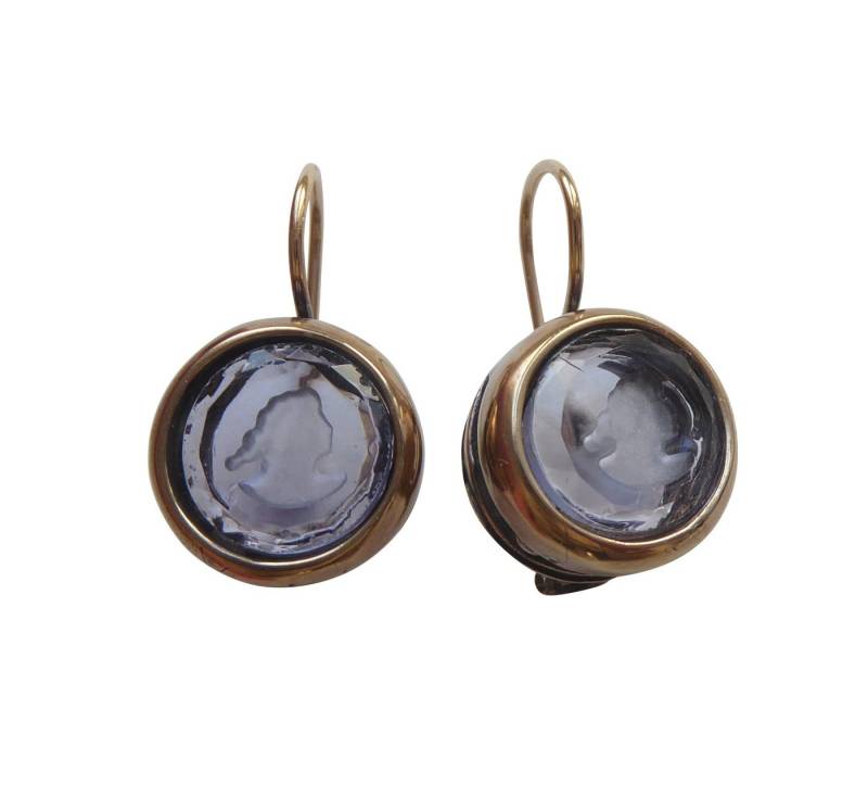 Mugello Paar Ohrhänger Nina flieder klassisch Geschenk Retro Antik-Look edel, Handarbeit Designer EXTASIA mit Gemmen aus böhmischem Glas von Mugello