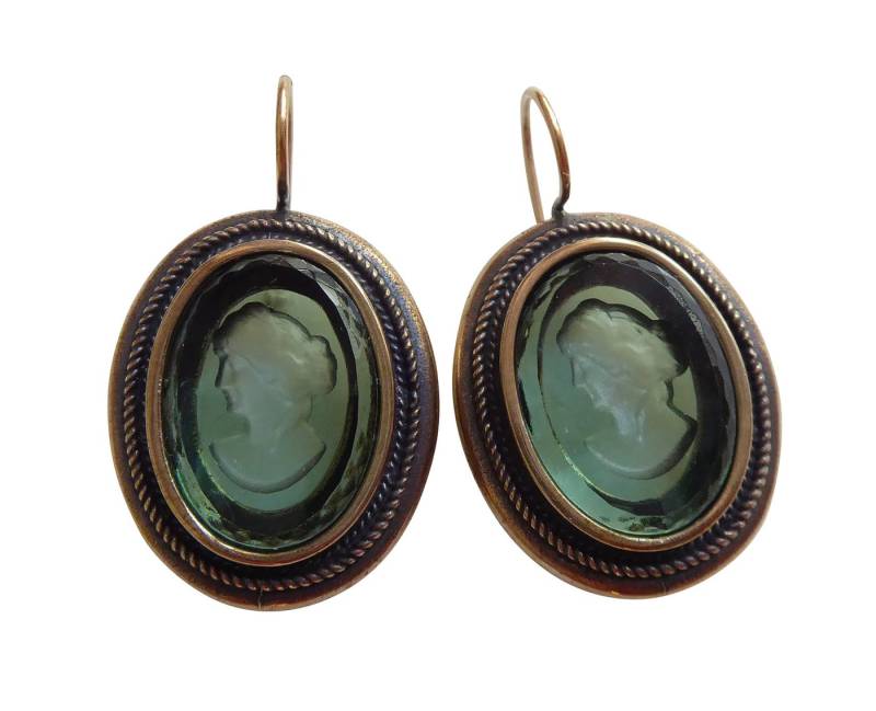 Mugello Paar Ohrhänger Nonna groß turmalin Statement Vintage retro Antik-Look, Handarbeit Designer EXTASIA mit Gemmen aus böhmischem Glas von Mugello