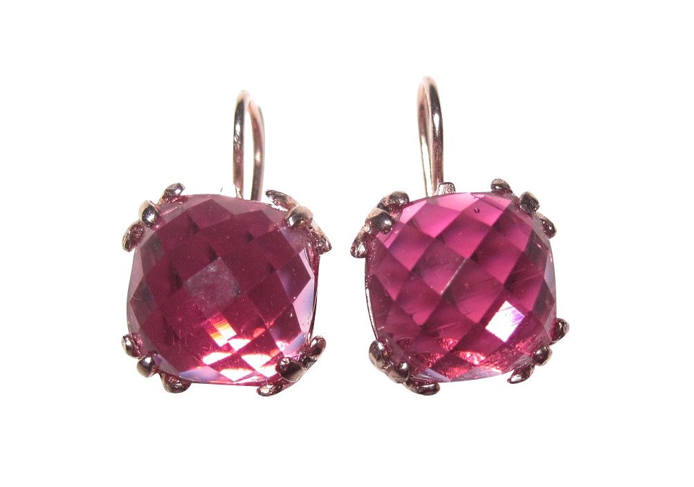 Mugello Paar Ohrhänger Padua klein pink vergoldet leuchtend Antik-Stil altmodisch, made in Italy, Sterlingsilber mit 18K Rotvergoldung von Mugello