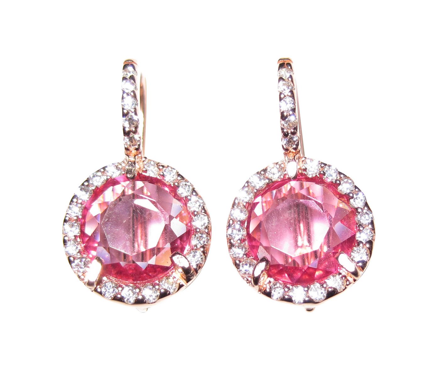 Mugello Paar Ohrhänger Parma klein pink vergoldet hochwertig elegant festlich, made in Italy, Sterlingsilber mit 18K Rotvergoldung von Mugello