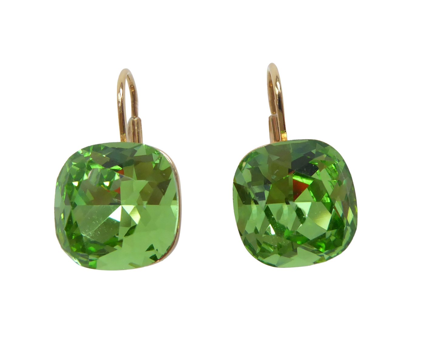 Mugello Paar Ohrhänger Romy peridot vergoldet modern klassisch Alltag elegant, Handgefertigter Modeschmuck, made in Germany von Mugello