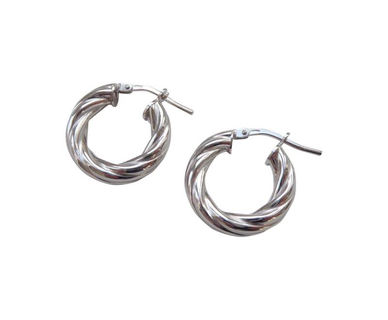 Mugello Paar Ohrstecker Alina Creole rhodiniert Twisted Hoops Mädchen basic, Handarbeit aus Vicenza, Sterlingsilber mit Rhodinierung von Mugello