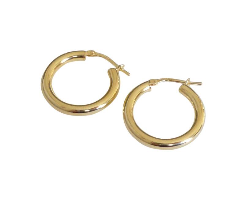 Mugello Paar Ohrstecker Daniela Creole vergoldet basic schlicht Alltag Geschenk Mädchen, Handarbeit Vicenza, Sterlingsilber mit 25K-Vergoldung (999-er Gold) von Mugello