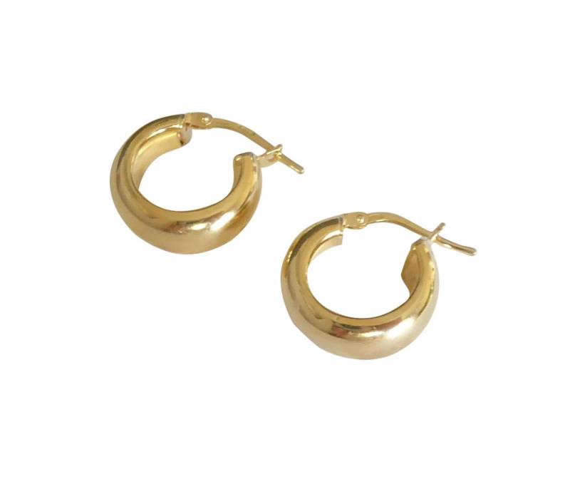 Mugello Paar Ohrstecker Loretta Creole vergoldet basic casual Geschenk Mädchen, Handarbeit Vicenza, Sterlingsilber mit 25K-Vergoldung (999-er Gold) von Mugello