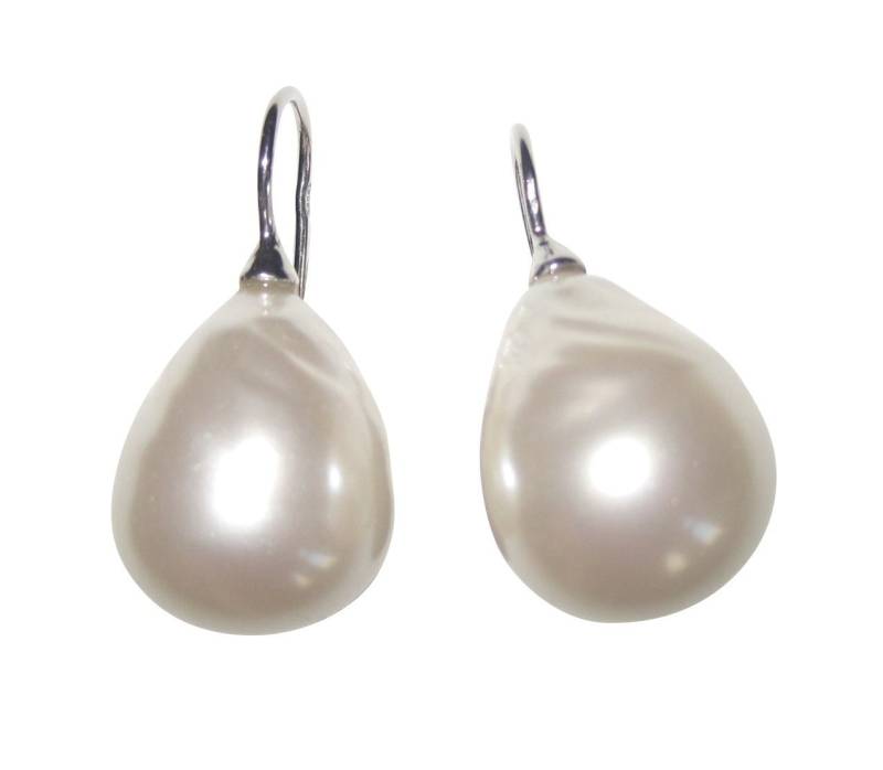 Mugello Perlenohrringe Barocco groß weiß Sterlingsilber Basic-Ohrringe, made in Italy, Sterlingsilber 925 von Mugello