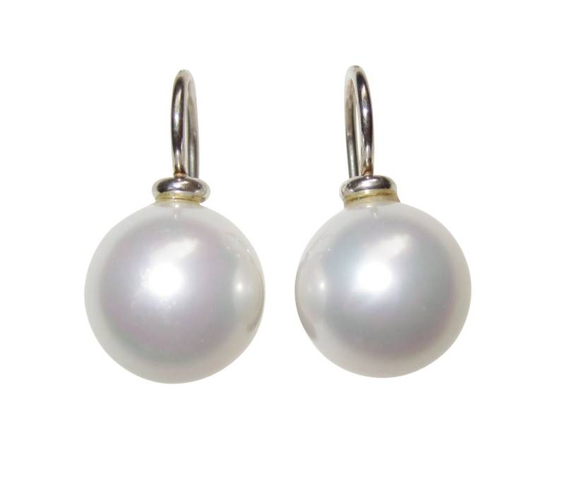 Mugello Perlenohrringe Diana weiß Sterlingsilber Muschelkern klassisch elegant Basic, Perlenschmuck für Frauen, Bügel 925-er Sterlingsilber von Mugello