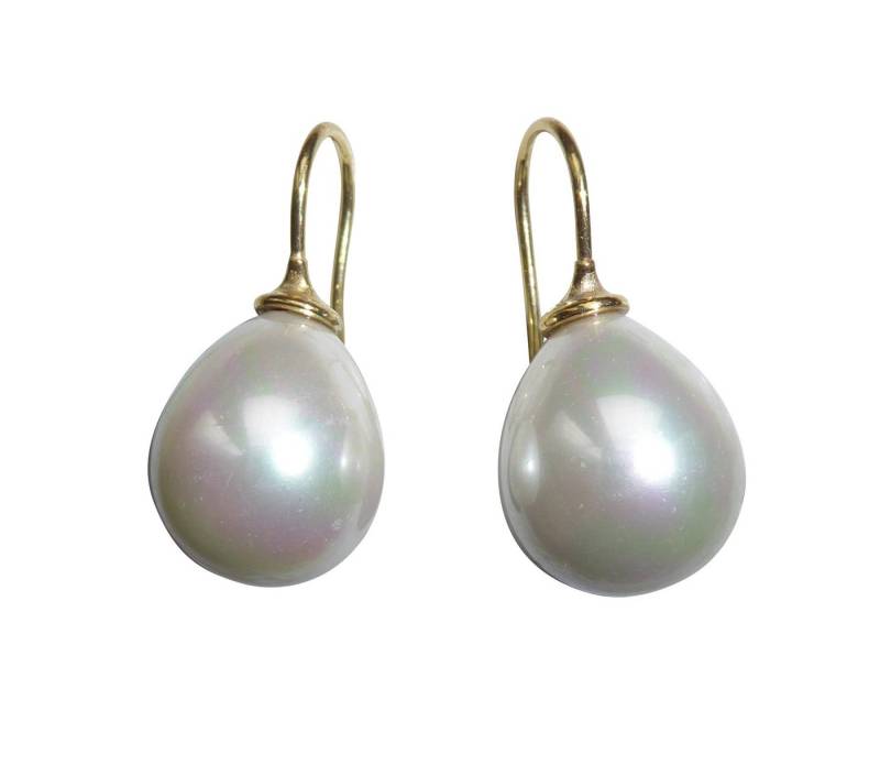 Mugello Perlenohrringe Dina weiß gold-platt. Konfirmation basic Hochzeit, made in Germany Heide Heinzendorff, Perlenschmuck für Frauen von Mugello