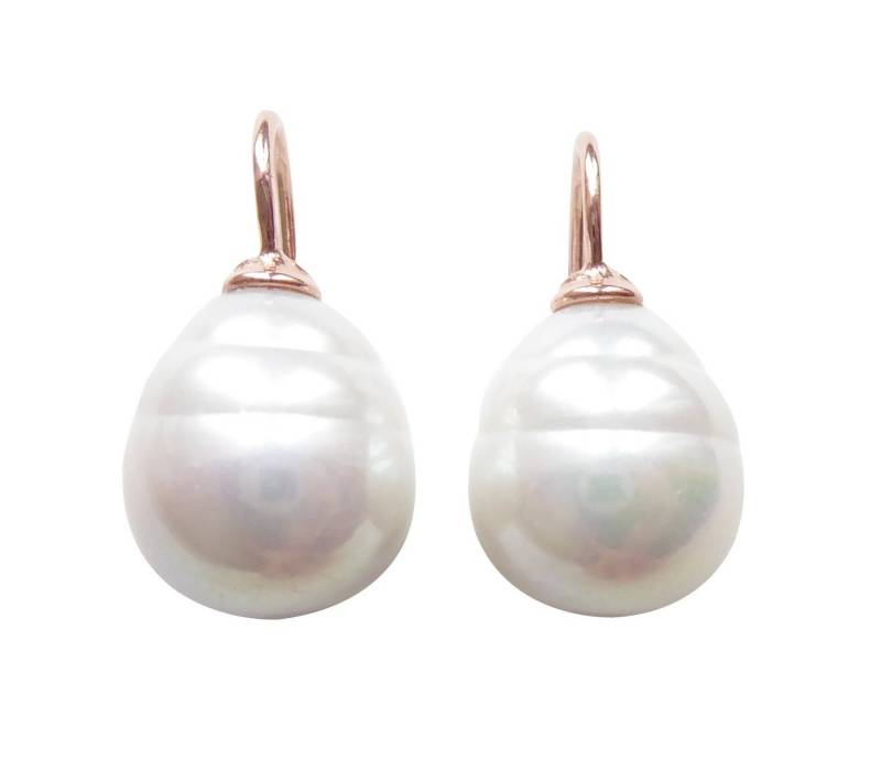 Mugello Perlenohrringe Erica weiß rotgold-platt. zeitlos elegant Basic-Ohrringe, made in Germany Heide Heinzendorff, Perlenschmuck für Frauen von Mugello