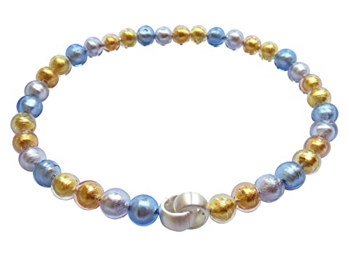 Murano-Kette Collier Perlen Handarbeit echtes Murano-Glas hochwertige Klapp-Schließe Sterling-Silber 925-er Goldschmiede-Arbeit Unikat wertvoll von Mugello