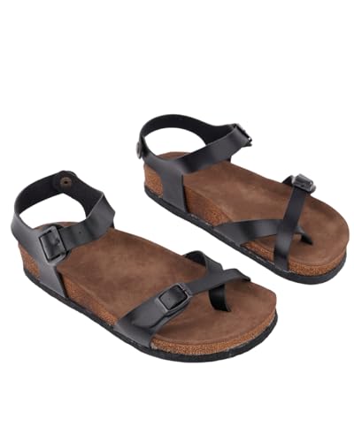 Muggo M2149 Verstellbare Schnalle Daily Damen Zehentrenner (Schwarz, EU Footwear Size System, Adult, Numeric, Medium, 38) von Muggo