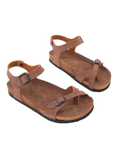 Muggo M2149 Verstellbare Schnalle Daily Damen Zehensteg-Sandale (Tan, EU Footwear Size System, Adult, Numeric, Medium, 38) von Muggo