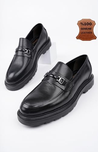 Muggo Fabregas Herren-Schuhe, echtes Leder, klassisch, lässig, orthopädisch, Schwarz, EU-Schuhgrößensystem, Erwachsene, numerisch, Größe M, 42 von Muggo
