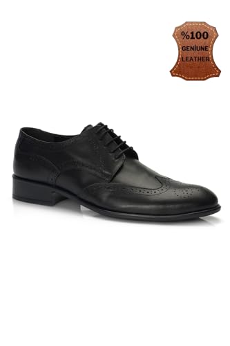 Muggo H046 Klassische Herrenschuhe aus echtem Leder (Schwarz, EU-Schuhgrößensystem, Erwachsene, numerisch, Medium, 40) von Muggo