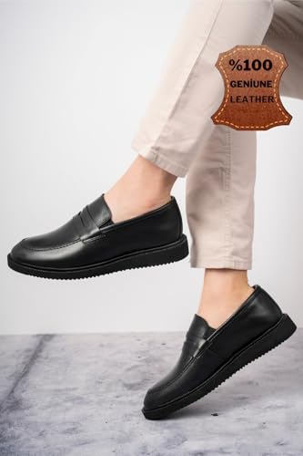 Muggo Jones Herren-Schuhe, klassisch, echtes Leder, lässig, bequem, orthopädische Schuhe (schwarz, EU-Schuhgrößensystem, Erwachsene, numerisch, Medium, 42) von Muggo