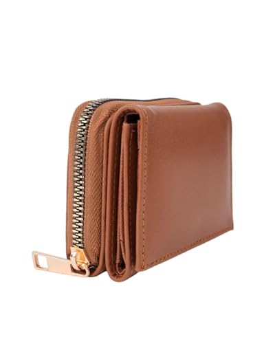 Muggo Little Damen-Geldbörse mit Münz- und Geldscheinfach mit Reißverschluss, Hellbraun von Muggo