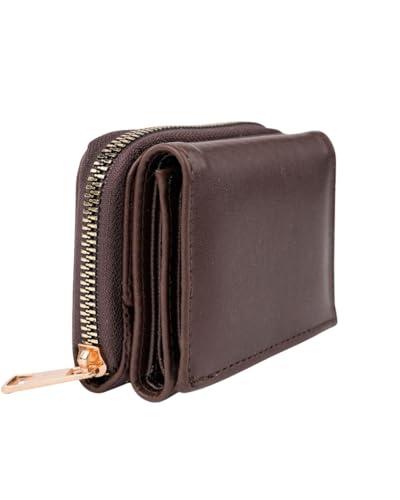 Muggo Little Damen Geldbörse mit Münz- und Geldscheinfach mit Reißverschluss (Braun) von Muggo