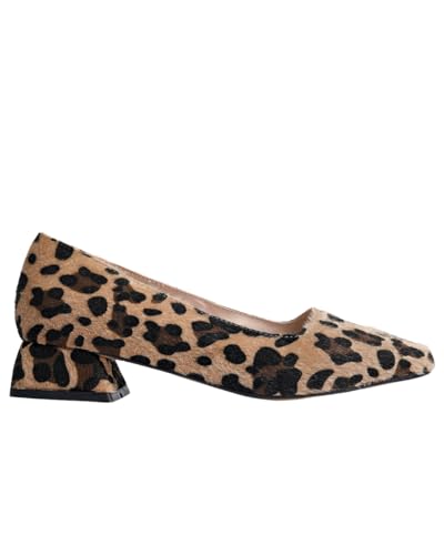 Muggo M2190 Garantierte quadratische Zehenpartie, kurzer Absatz, Damen-Freizeitschuhe (Leopard, EU-Schuhgrößensystem, Erwachsene, numerisch, Größe M, 37) von Muggo
