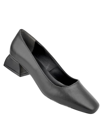 Muggo M2190 garantierte Damen-Freizeitschuhe mit quadratischem Zehenbereich, kurzer Absatz, Schwarz, EU-Schuhgrößensystem, Erwachsene, numerisch, Größe M, 37 von Muggo