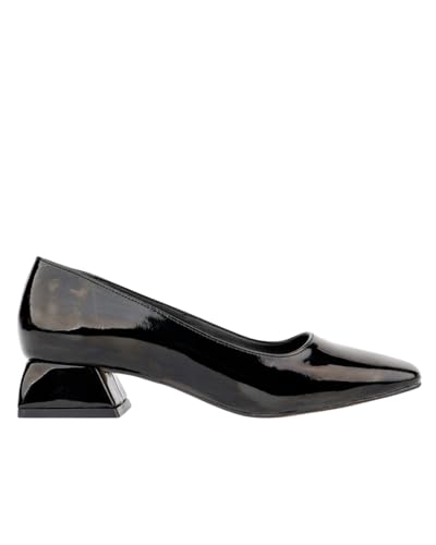 Muggo M2190 garantierte Damen-Freizeitschuhe mit quadratischem Zehenbereich, kurzer Absatz, schwarzes Lack, EU-Schuhgrößensystem, Erwachsene, numerisch, Größe M, 36 von Muggo