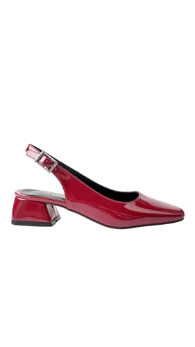 Muggo M2191 rückenfreie Damenschuhe mit kurzem Absatz, quadratisch, Burgunderrot, EU-Schuhgrößensystem, Erwachsene, numerisch, Größe M, 36 von Muggo