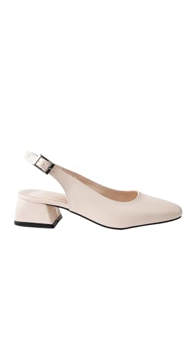 Muggo M2191 rückenfreie Damenschuhe mit kurzem Absatz, quadratisch, hautfarben, EU-Schuhgrößensystem, Erwachsene, numerisch, Größe M, 36 von Muggo