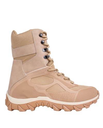 Muggo M2192 Garantierter taktischer Kampfstiefel mit Reißverschluss und Schnürung, Wüstenstiefel (Beige, EU-Schuhgrößensystem, Erwachsene, numerisch, Größe M, 40) von Muggo