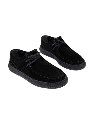 Muggo M2201 Klassische Echtleder-Freizeitschuhe für Herren, mit Schnürung, Wildlederimitat (schwarzes Wildleder, EU-Schuhgrößensystem, Erwachsene, numerisch, Größe M, 40) von Muggo