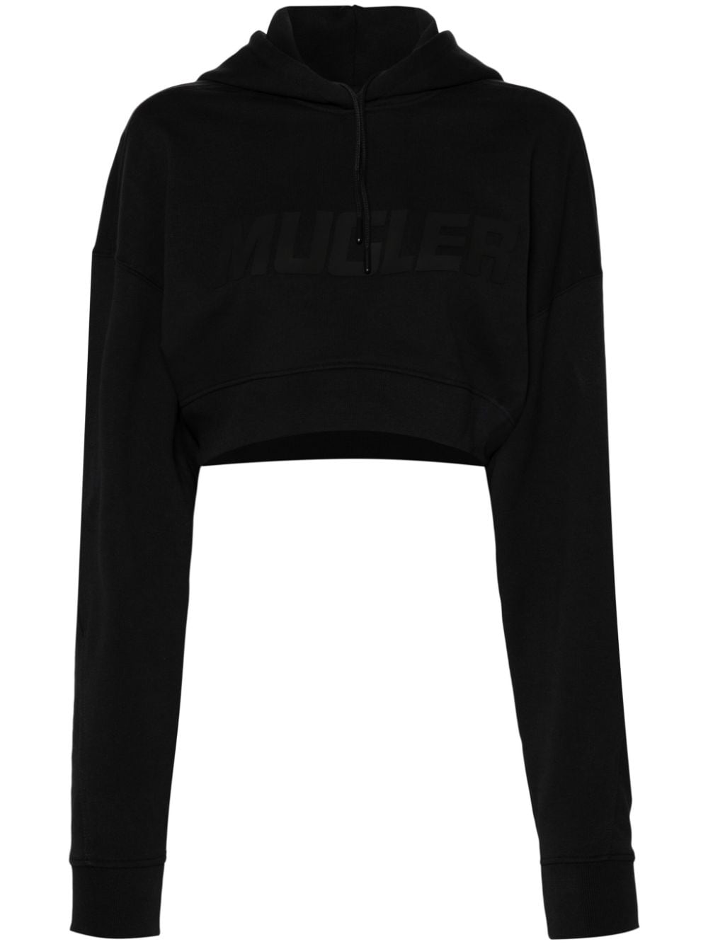 Mugler Cropped-Kapuzenpullover mit Logo - Schwarz von Mugler