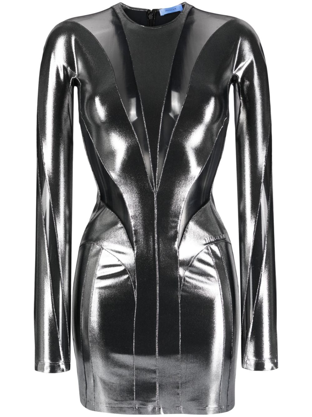 Mugler Minikleid mit semi-transparentem Einsatz - Silber von Mugler