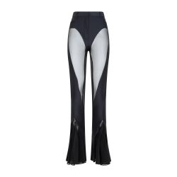 Mugler Schwarze Ausgestellte Leggings Mit Durchsichtigen Einsätzen von Mugler